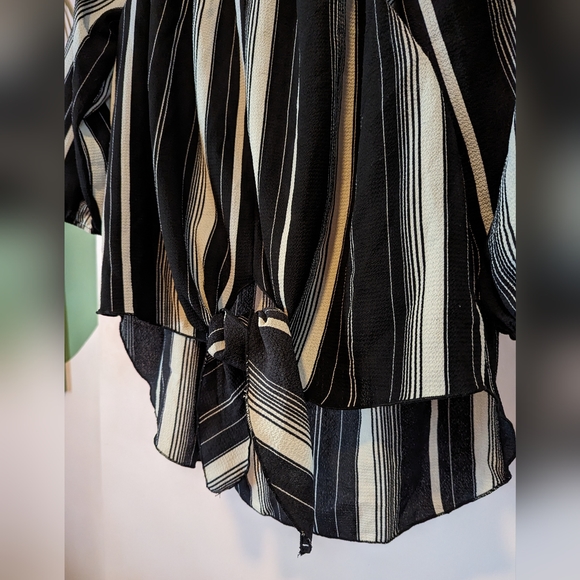Striped front tie off the shoulder shirt - Picture 2 of 3